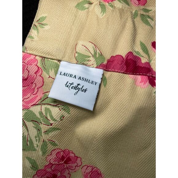 1‎ Laura Ashley Lifestyles Blouson Valance Yellow Coral Roses Cotton Country - Picture 3 of 4